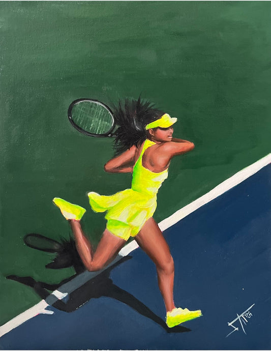 Art & Collectibles of Tennis Original Oil Painting 11x14 Break Point by SamArtisan