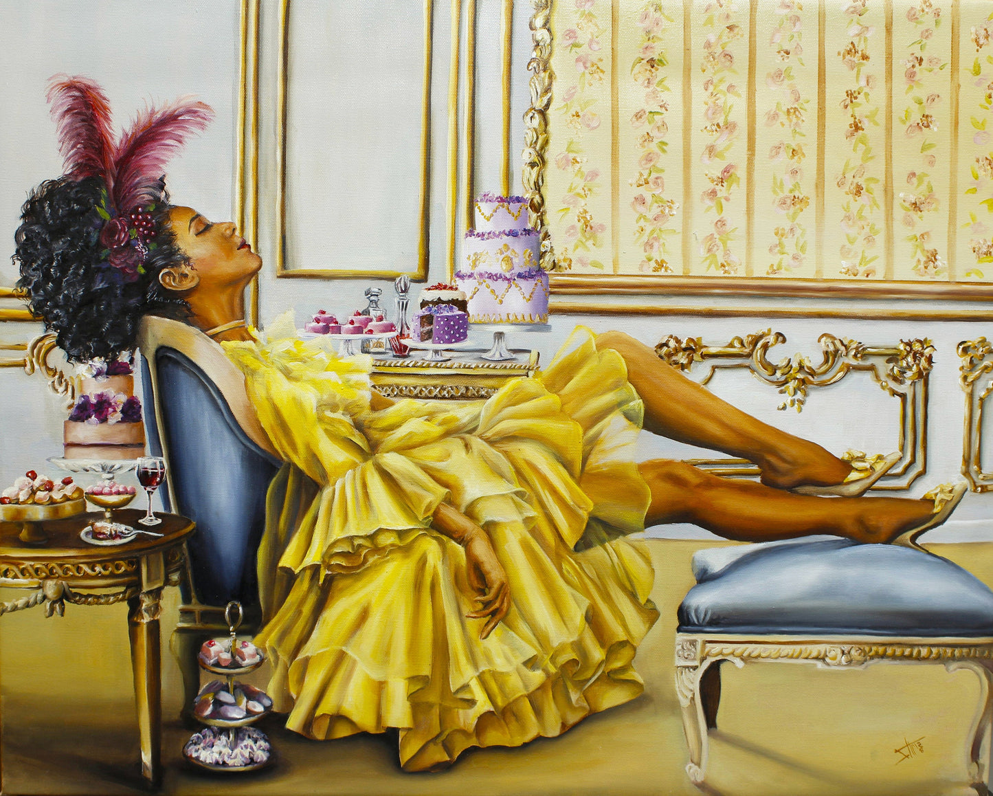 Royalcore art print ,Queen Charlotte X Marie Antoinette style | Regency woman of color
