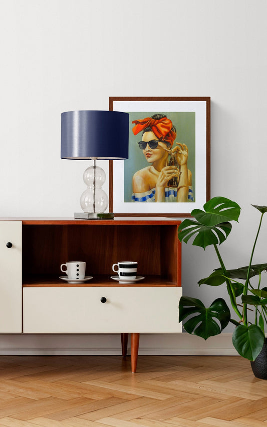 Digital Prints of Mid century modern art print,Sunkissed portrait ,vintage style art print retro girl in pin up style by SamArtisan