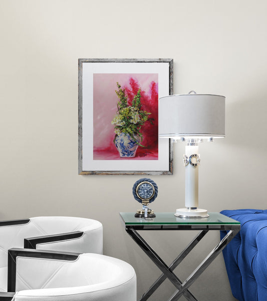 Digital Prints of Floral still life art print | Wildflowers in Blue white vase |cottagecore art by SamArtisan