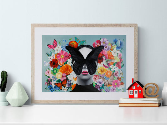 Digital Prints of Butterfly wall art ,In full bloom art print , Citrus and florals art by SamArtisan