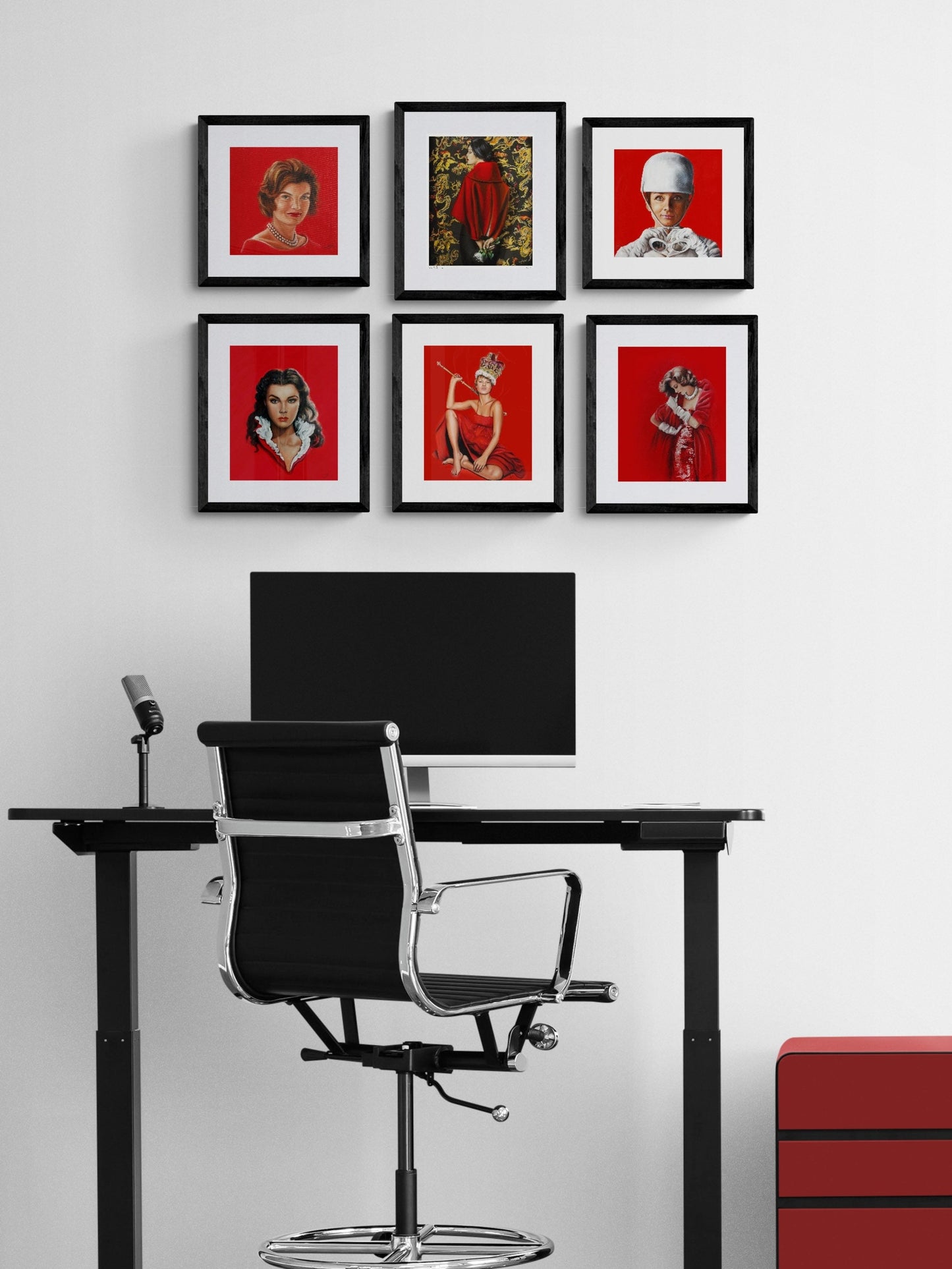 RED portraits art prints |Mix and Match for instant gallery wall| Jackie, Audrey ,Vivian , vogue ,Kate moss
