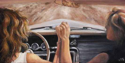 Oil of Thelma and Louise art print | feminist art | friendship art print by SamArtisan