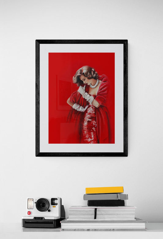 Digital Prints of The siren , red figurative art LIFE art print, vintage inspired art print from original painting by SamArtisan