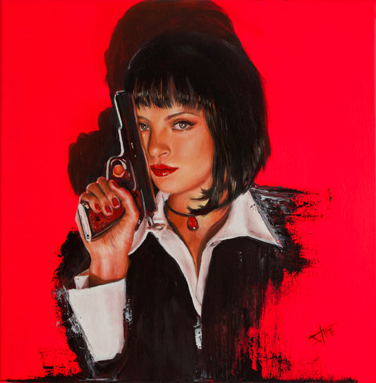Oil of Mia Wallace Pulp Fiction Inspired Acrylic Painting on Canvas by SamArtisan