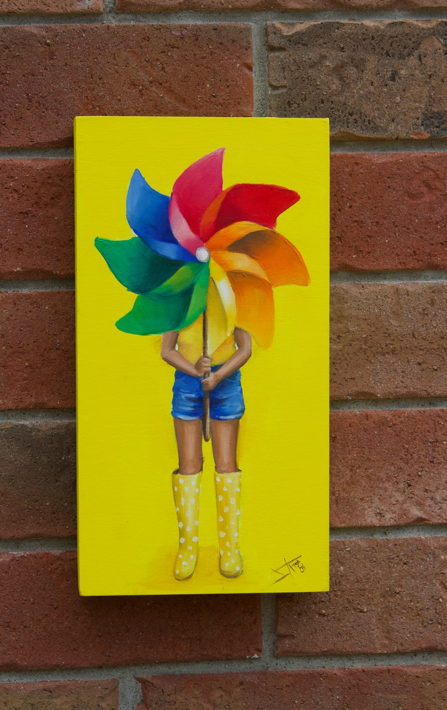 Heart-Bones Inspired Pinwheel — 6×12″ Oil & Resin Epoxy Painting on Wood (Ready to Hang)”