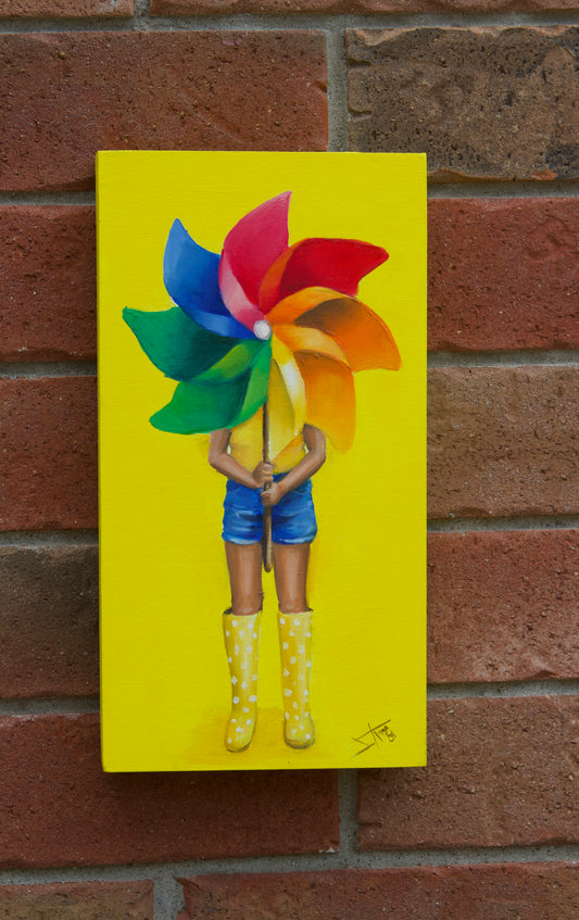 Heart-Bones Inspired Pinwheel — 6×12″ Oil & Resin Epoxy Painting on Wood (Ready to Hang)”