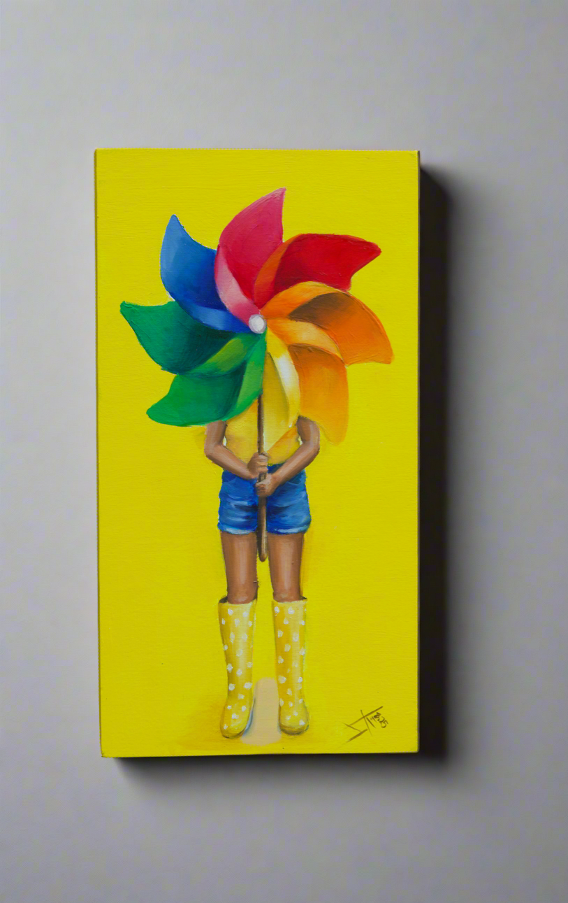 Heart-Bones Inspired Pinwheel — 6×12″ Oil & Resin Epoxy Painting on Wood (Ready to Hang)”