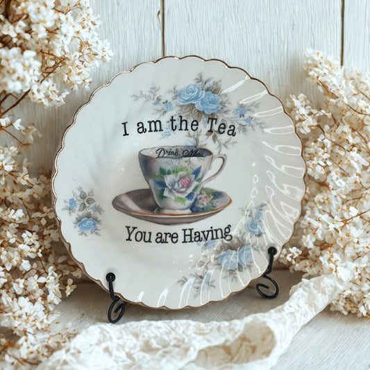Vintage Upcycled Johnson Brothers Plate Art,Violet Bridgerton “I am the Tea” , Regency Style decor , Framed or Unframed