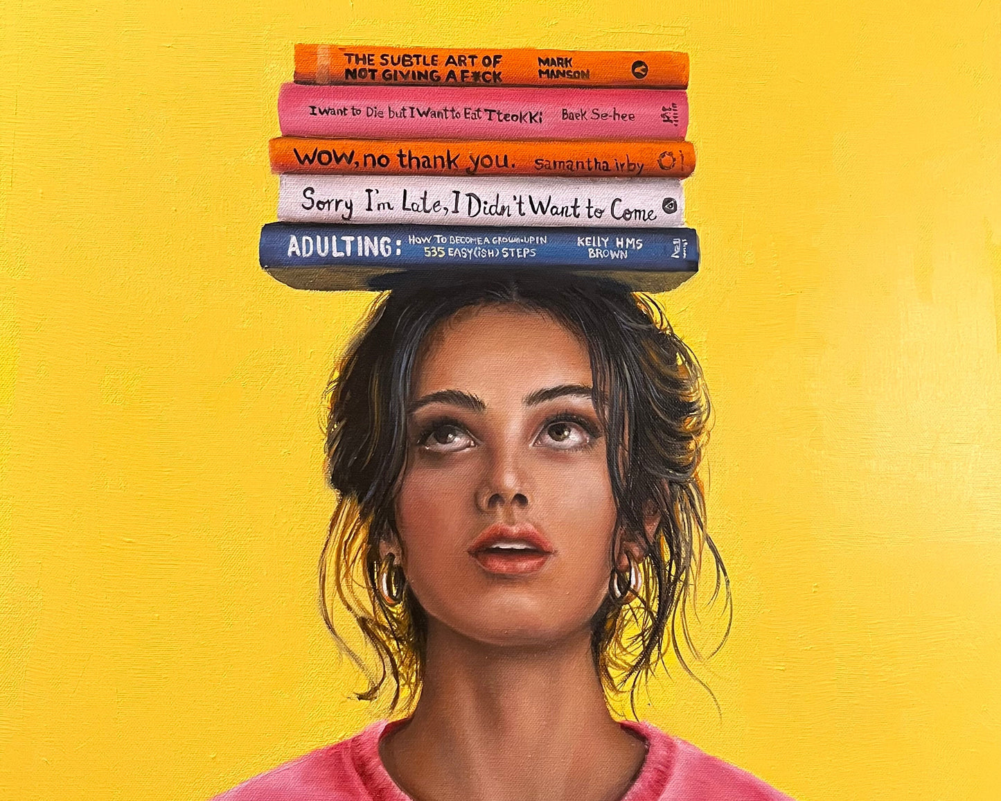 Oil Painting of Self-Help: Original 20x20 Oil Painting on Canvas by SamArtisan