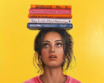 Oil Painting of Self-Help: Original 20x20 Oil Painting on Canvas by SamArtisan