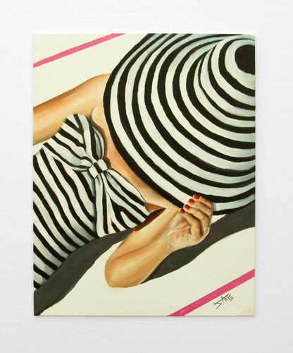 Digital Prints of Retro bathing beaut art Print , Mid century modern , black white stripes female swim fashion kate spade inspired by SamArtisan