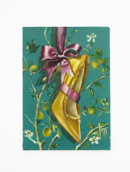 Lemon Tree Greeting Art Card fancy yellow and purple shoe lover Mother's day card