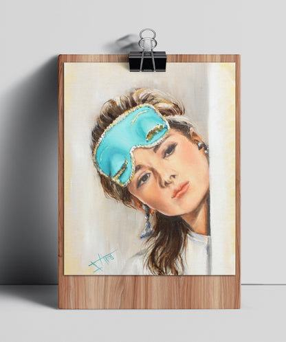 Music & Movie Posters of Audrey Hepburn Art print, Breakfast at Tiffany's " Blue Mask " Bedroom art ,self care by SamArtisan