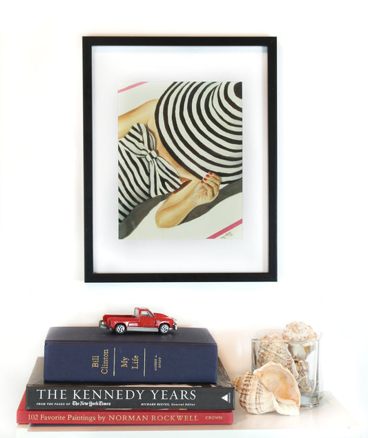 Digital Prints of Retro bathing beaut art Print , Mid century modern , black white stripes female swim fashion kate spade inspired by SamArtisan