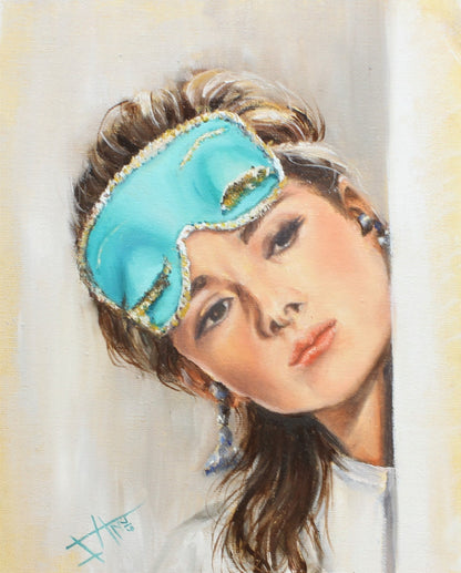 Music & Movie Posters of Audrey Hepburn Art print, Breakfast at Tiffany's " Blue Mask " Bedroom art ,self care by SamArtisan