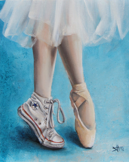 Digital Prints of Ballet art print,Ballerina pointe Shoe , converse all star shoe, Ballet decor , girl empowerment by SamArtisan