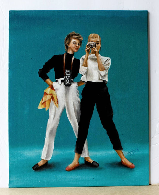 retro girls fashion art ,girl power ,vintage fashion art , couple art , friendship art