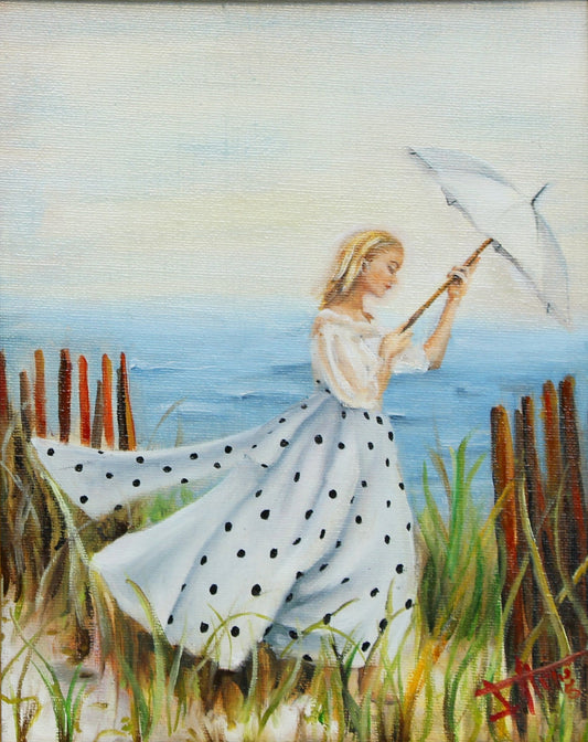 Cottage core art print| Walking along the beach | vintage home décor