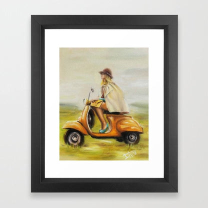 Digital Prints of Retro Scooter art print V for Vespa , Vintage wall art, Italian girl freedom and happiness ,women empowerment feminist by SamArtisan