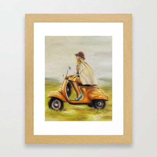 Digital Prints of Retro Scooter art print V for Vespa , Vintage wall art, Italian girl freedom and happiness ,women empowerment feminist by SamArtisan