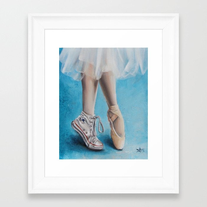 Ballet art print,Ballerina pointe Shoe , converse all star shoe, Ballet decor , girl empowerment