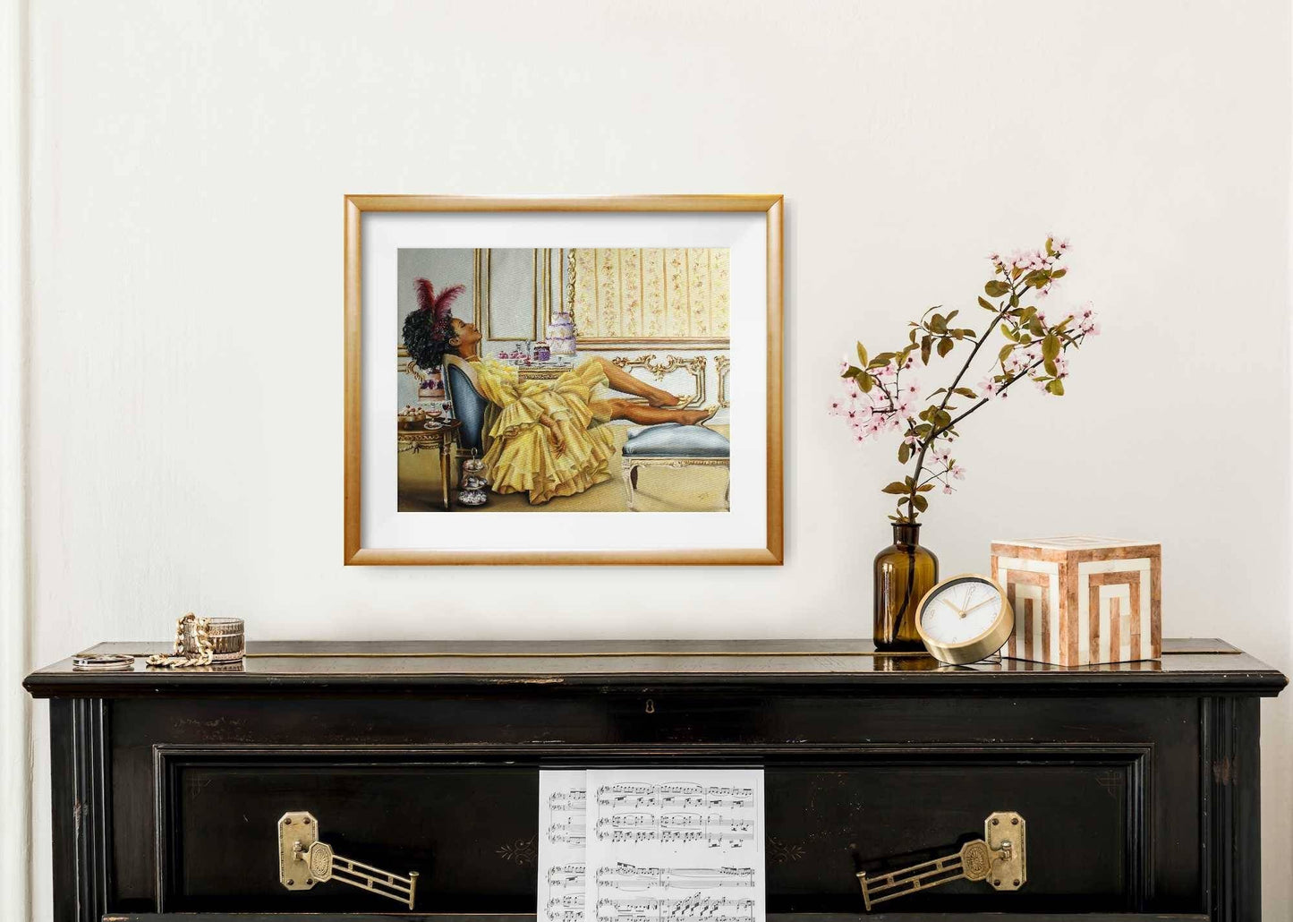 Royalcore art print ,Queen Charlotte X Marie Antoinette style | Regency woman of color