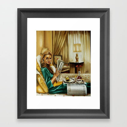 Digital Prints of Mothers Day Breakfast in bed art print, mid century modern decor by SamArtisan