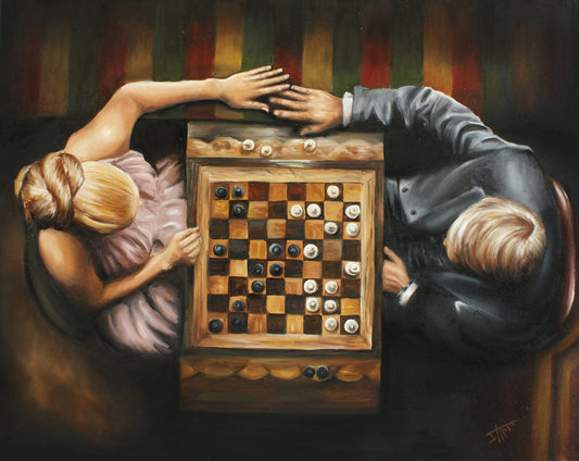 Game for two , Chess lovers art print, Steve McQueen in Thomas crown with Faye Dunaway