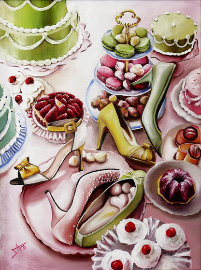 Digital Prints of Candy Dessert and heels art print , MArie Antoinette inspired wall art and décor by SamArtisan