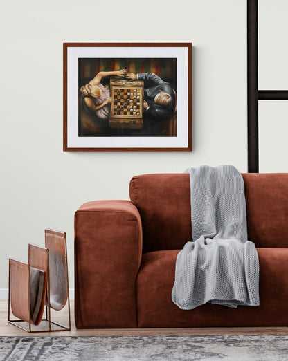 Digital Prints of Game for two , Chess lovers art print, Steve McQueen in Thomas crown with Faye Dunaway by SamArtisan