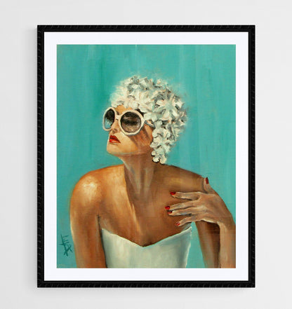 Digital Prints of Vintage 1950s Beach Bathing Beauty Art Print by SamArtisan