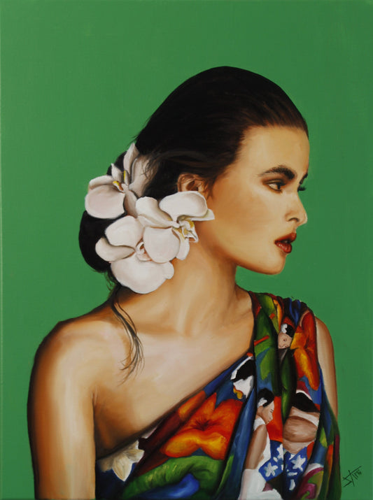 Helena Bonham Carter in a pareo art print