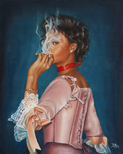 Giclée of Rihanna coquette style |signed Fine art print from original oil painting| Royal core art | Bad Gal Riri by SamArtisan
