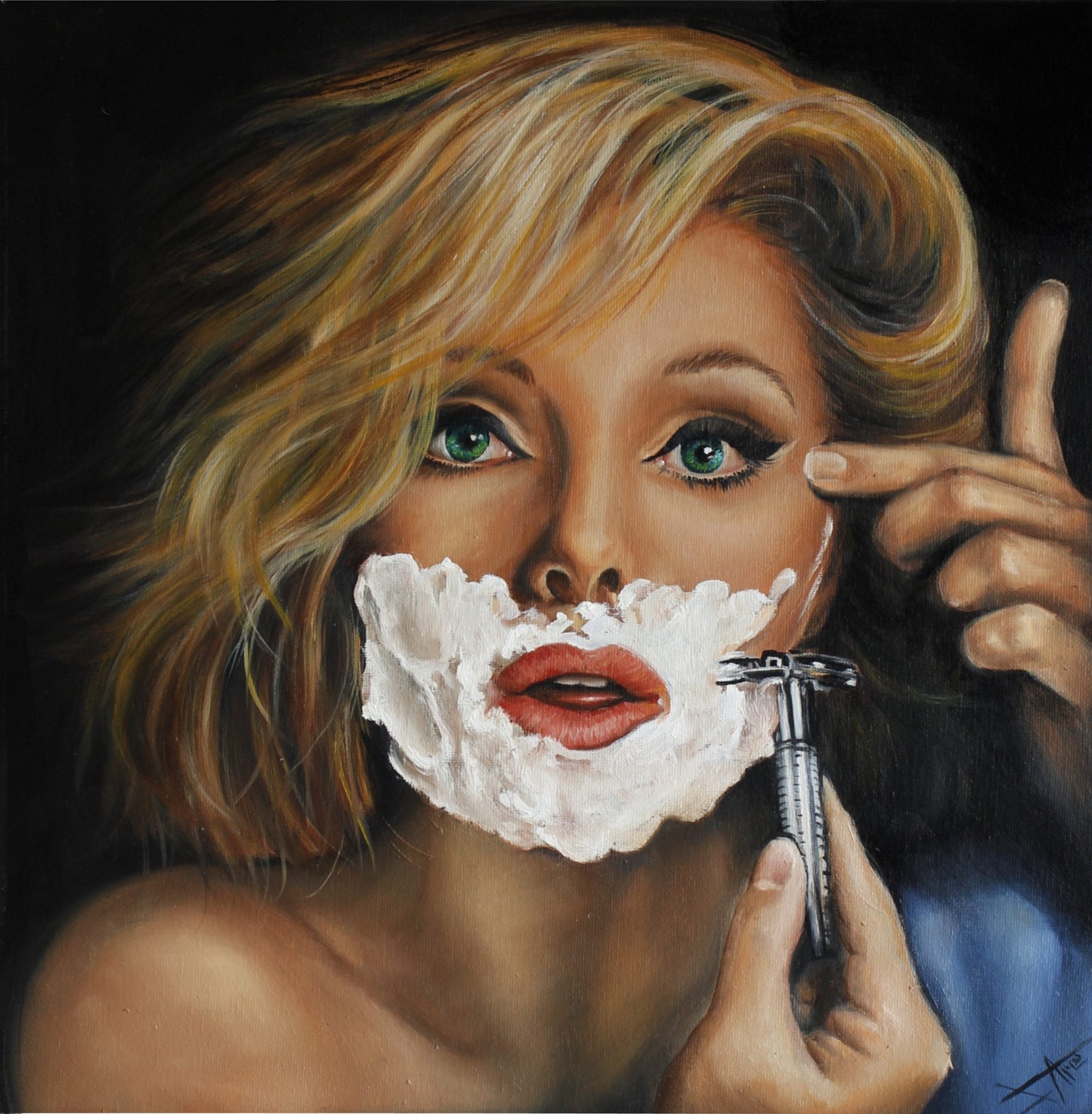 Virna Lisi shaving on cover of Esquire 1965 art print