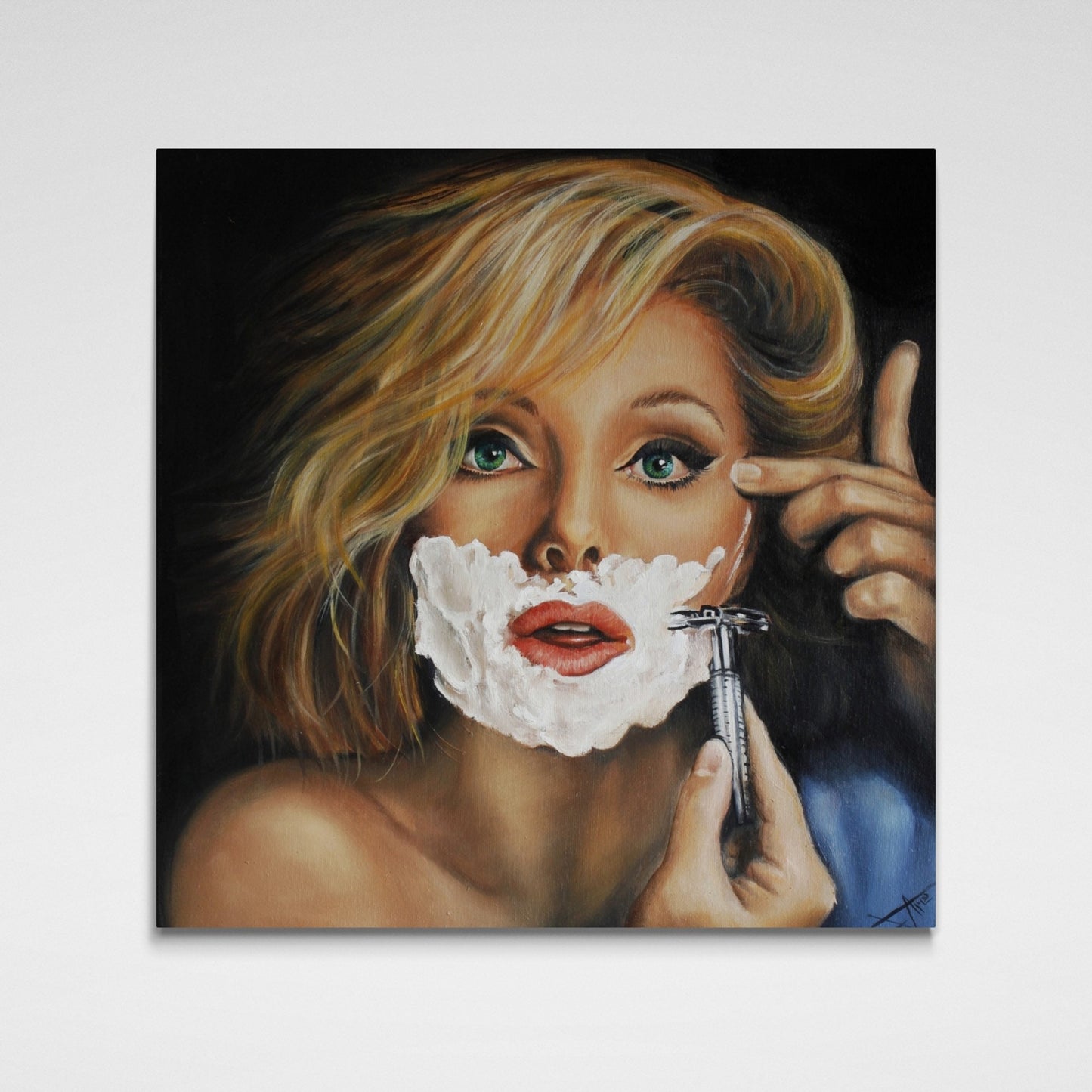 Virna Lisi shaving on cover of Esquire 1965 art print