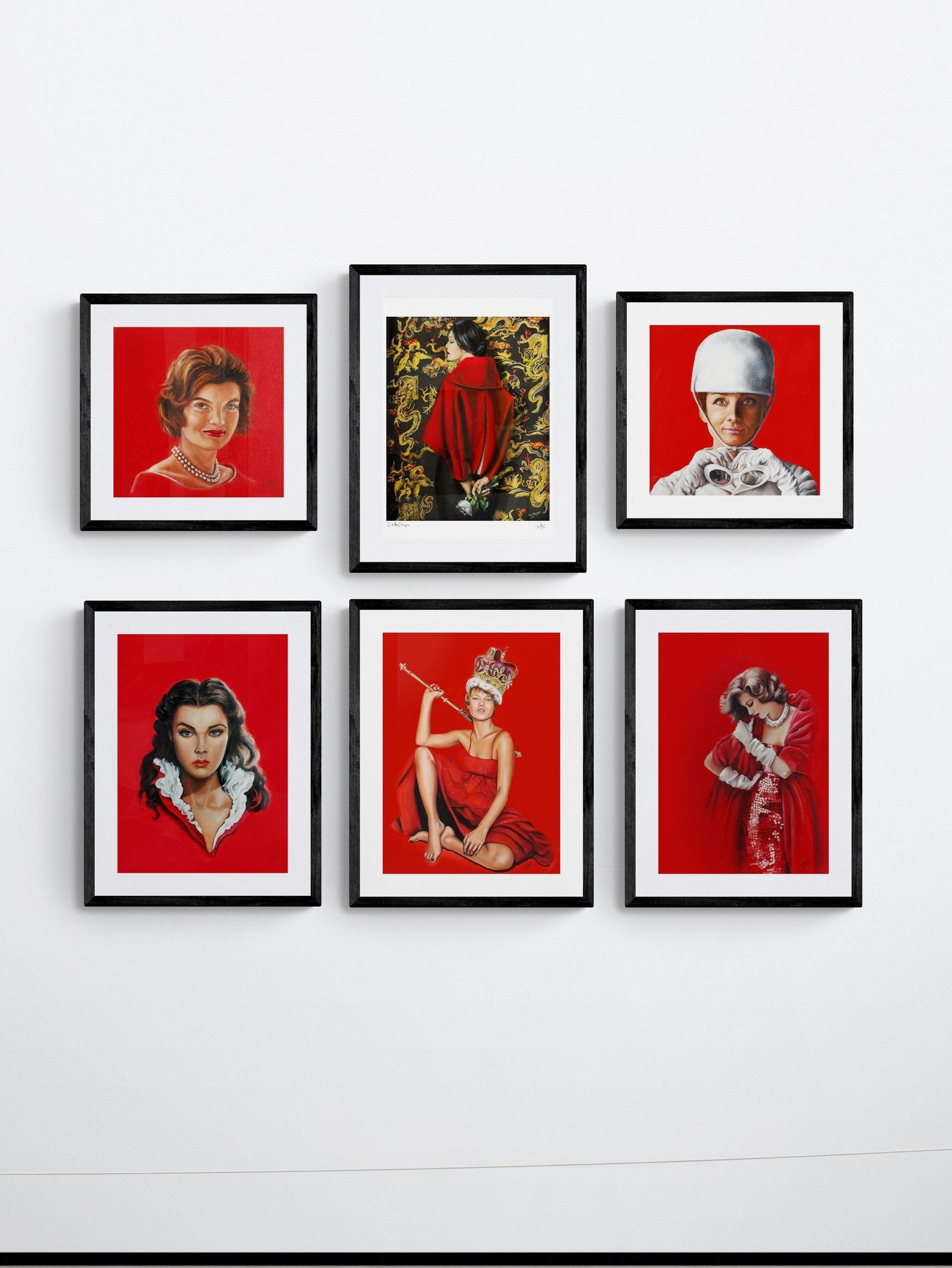 RED portraits  art prints |Mix and Match for instant gallery wall|  Jackie, Audrey ,Vivian , vogue ,Kate moss