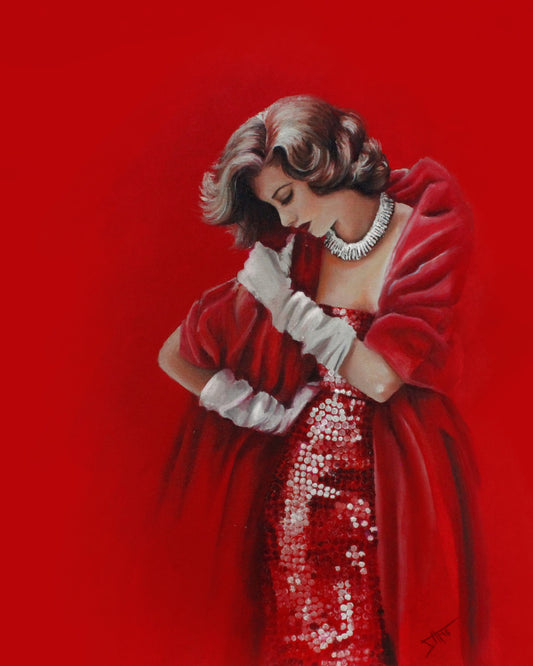 The siren , red  figurative art LIFE art print, vintage inspired art print from original painting