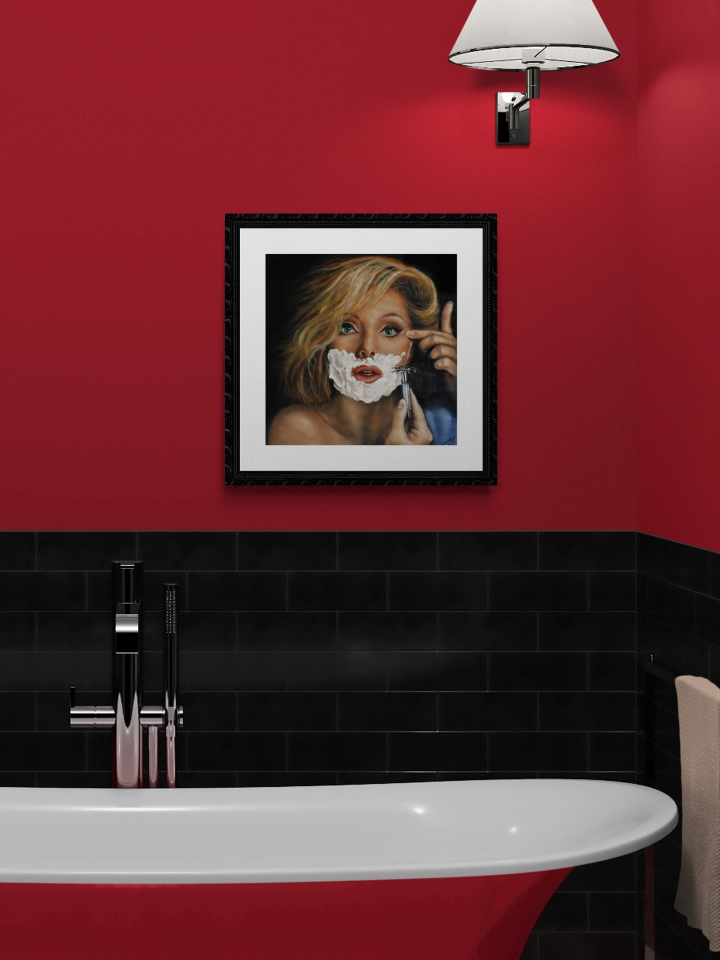 Virna Lisi shaving on cover of Esquire 1965 art print