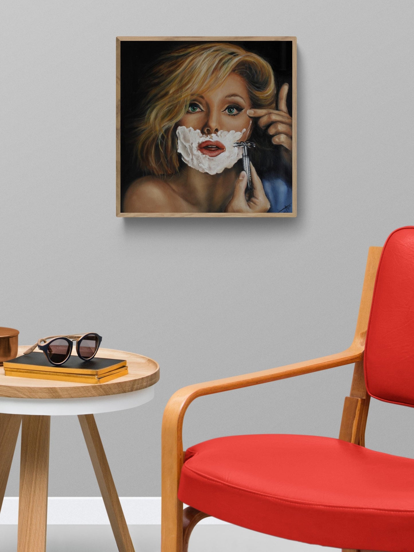 Virna Lisi shaving on cover of Esquire 1965 art print
