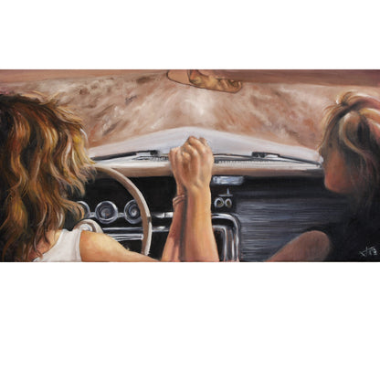 Oil of Thelma and Louise art print | feminist art | friendship art print by SamArtisan