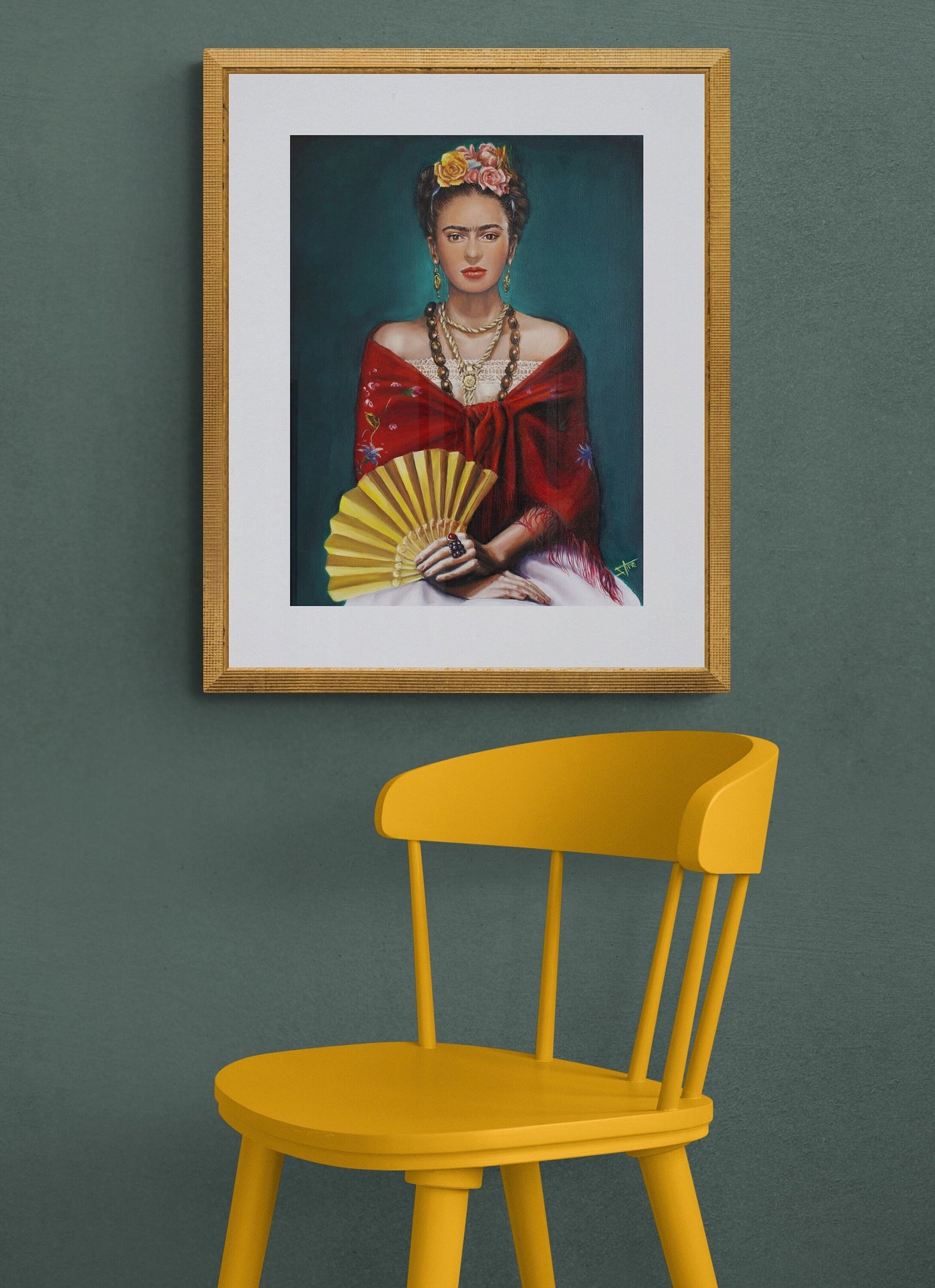 Frida Kahlo inspired portrait , fine art print