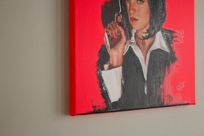 Oil of Mia Wallace Pulp Fiction Inspired Acrylic Painting on Canvas by SamArtisan