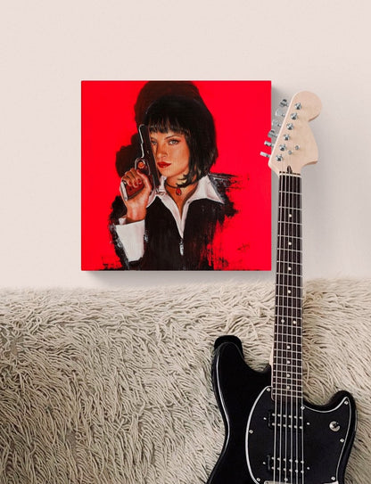 Oil of Mia Wallace Pulp Fiction Inspired Acrylic Painting on Canvas by SamArtisan