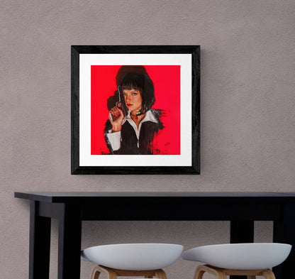 Oil of Mia Wallace Pulp Fiction Inspired Acrylic Painting on Canvas by SamArtisan