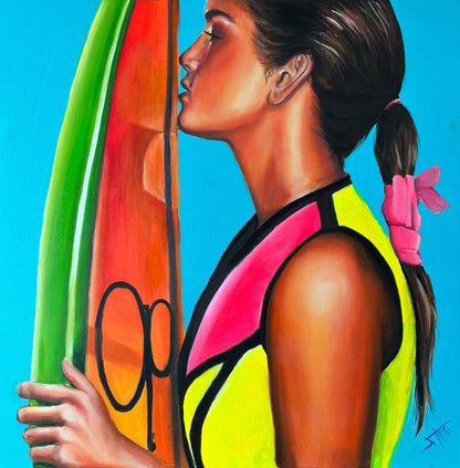 Oil of Surfer Girl Vibes | Original painting | 90s Inspired Wall Art by SamArtisan