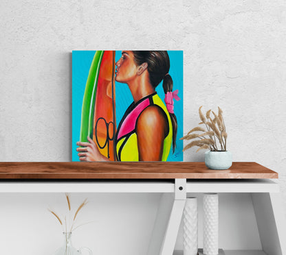Oil of Surfer Girl Vibes | Original painting | 90s Inspired Wall Art by SamArtisan