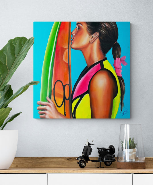 Oil of Surfer Girl Vibes | Original painting | 90s Inspired Wall Art by SamArtisan
