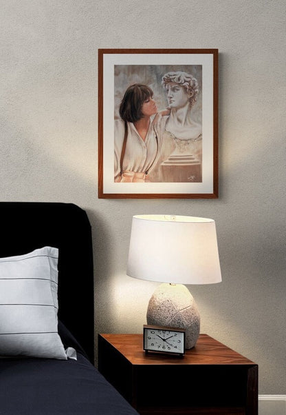 Digital Prints of Light Academia Girl with David statue art print | Vintage portrait art | Nothing Compares | Mr Perfect by SamArtisan