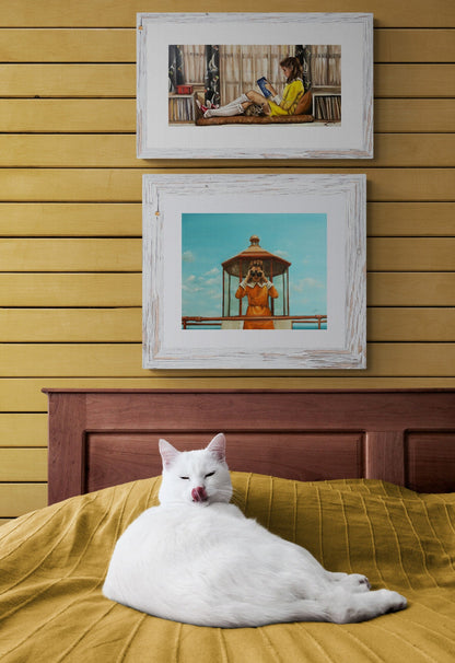 Digital Prints of Moonrise Kingdom art print | Wes Anderson style home decor and retro wall art | Girl ready bay window by SamArtisan
